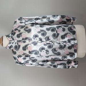 VINTAGE Sz12 Leslie Faye Floral/Paisley Button Down Blouse